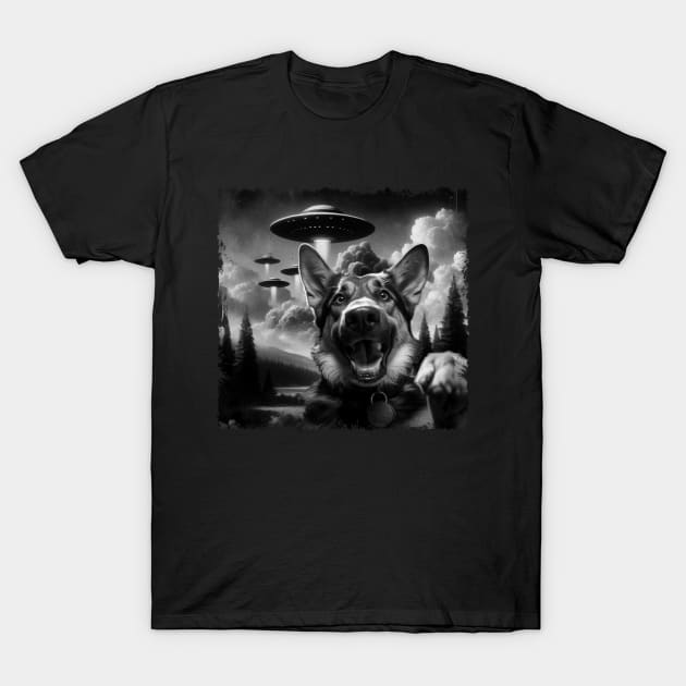 Whisker Wonders German Shepherd UFO, Tee Talk Triumph for Dog Lovers T-Shirt by Northground